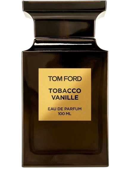 A 50 ml bottle of Baccarats Tom Ford Tobacco Vanille Eau de Parfum for Men and Women exudes an opulent fragrance reminiscent of a private gentleman's club. Its dark, sleek design and gold label elegantly showcase the distinguished scent.