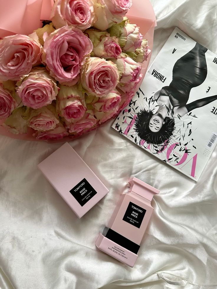 A pink bottle of Baccarats' Tom Ford Rose Prick Eau de Parfum for Men and Women, 100 ml, emits a warm floral fragrance that evokes the essence of a secluded rose garden. It features a black rectangular label displaying the brand and fragrance name, set against its sleek, minimalist design.